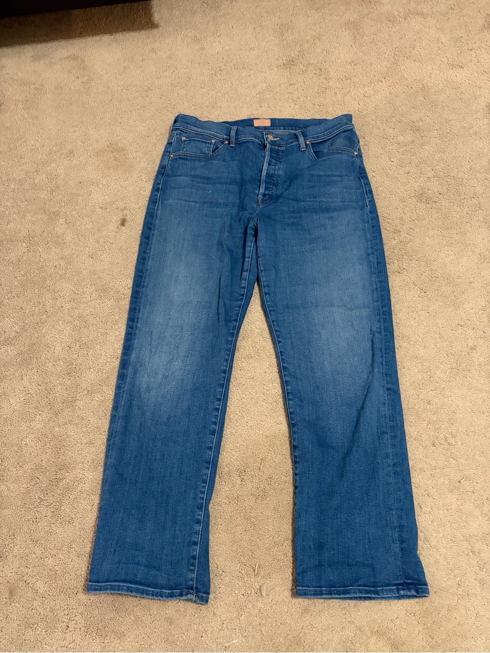 MOTHER Straight-Leg Jeans in Medium Blue Wash
